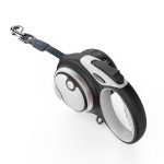 Zestaw smycz automatyczna DOGNESS SMART taśma 5 m (L) do 36 kg + latarka LED szara 