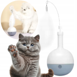 Zabawka interaktywna z piórkiem i dozownikiem karmy i przysmaków ruchoma dla kota 