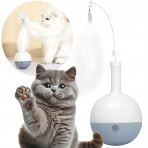 Zabawka interaktywna z piórkiem i dozownikiem karmy i przysmaków ruchoma dla kota 