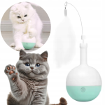 Zabawka interaktywna z piórkiem i dozownikiem karmy i przysmaków ruchoma dla kota