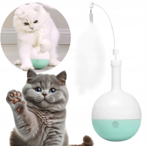 Zabawka interaktywna z piórkiem i dozownikiem karmy i przysmaków ruchoma dla kota