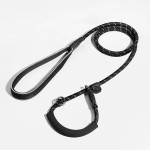 Smycz nylonowa z zaciskową obrożą DOGNESS od 20 do 45 kg (L/XL) czarna