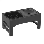 Miska podwójna niechlapiąca z regulowanym stojakiem ELS PET   