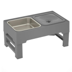 Miska podwójna stalowa z regulowanym stojakiem ELS PET    